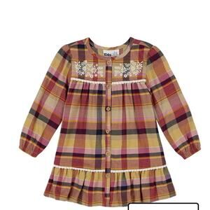 Kids Headquarters
Toddler and Little Girls Plaid Flannel Crochet Trim Dress